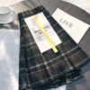 Womens High Waist Plaid Woolen Pleated Mini Skirt Fall Winter Preppy Office