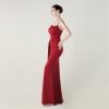 Satin Spaghetti Strap Slim Fit Mermaid Evening Dress High Slit Summer Party
