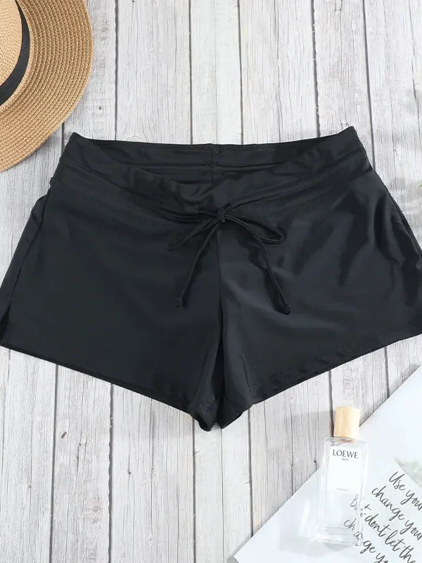 Womens Plus Size Quick Dry Athletic Swim Briefs Solid Floral Nylon