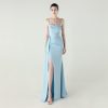 Satin Spaghetti Strap Slim Fit Mermaid Evening Dress High Slit Summer Party