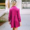 Womens Elegant Velvet Shirt Collar Long Sleeve High Waist Mini Dress