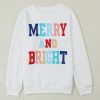 Womens Casual Loose Crew Neck Sweatshirt Colorful Letter Applique Contrast Long Sleeve