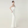 One-Shoulder Satin Pleated Slim-Fit Mermaid Evening Dress High Slit Party Wedding