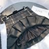 Womens High Waist Plaid Woolen Pleated Mini Skirt Fall Winter Preppy Office