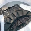 Womens High Waist Plaid Woolen Pleated Mini Skirt Fall Winter Preppy Office