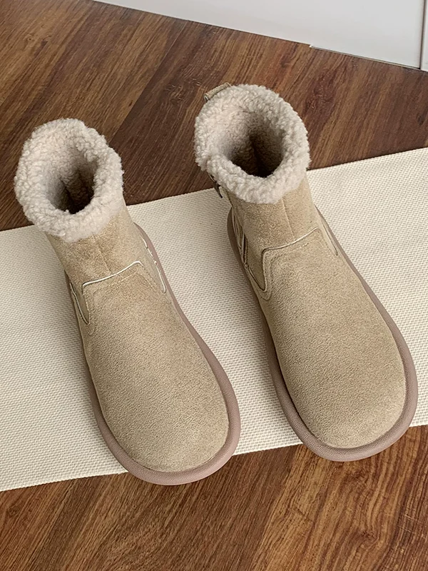 Womens Waterproof Warm Fleece Snow Boots Side Zip Round Toe Flat Winter