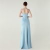 Satin Spaghetti Strap Slim Fit Mermaid Evening Dress High Slit Summer Party