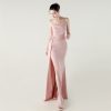 Satin Spaghetti Strap Slim Fit Mermaid Evening Dress High Slit Summer Party