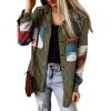 Womens Street Style Western Print Corduroy Loose Mid-Long Shirt Jacket