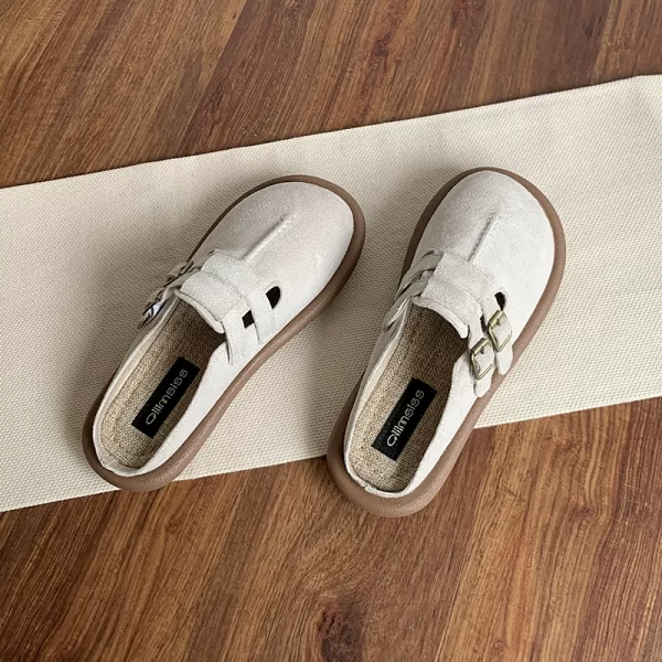 Womens Casual Slip-On Clogs Suede Buckle Hollow Anti-Slip Rubber Sole