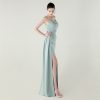 Satin Spaghetti Strap Slim Fit Mermaid Evening Dress High Slit Summer Party