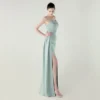 Satin Spaghetti Strap Slim Fit Mermaid Evening Dress High Slit Summer Party