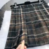 Womens High Waist Plaid Woolen Pleated Mini Skirt Fall Winter Preppy Office