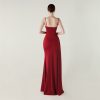 Satin Spaghetti Strap Slim Fit Mermaid Evening Dress High Slit Summer Party