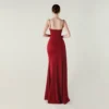 Satin Spaghetti Strap Slim Fit Mermaid Evening Dress High Slit Summer Party