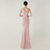 One-Shoulder Satin Pleated Slim-Fit Mermaid Evening Dress High Slit Party Wedding