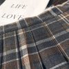 Womens High Waist Plaid Woolen Pleated Mini Skirt Fall Winter Preppy Office