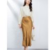 Gold Jacquard Acetate Mermaid Long Skirt High Waist Silky Bodycon Lady
