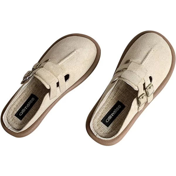 Womens Casual Slip-On Clogs Suede Buckle Hollow Anti-Slip Rubber Sole