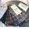 Womens High Waist Plaid Woolen Pleated Mini Skirt Fall Winter Preppy Office