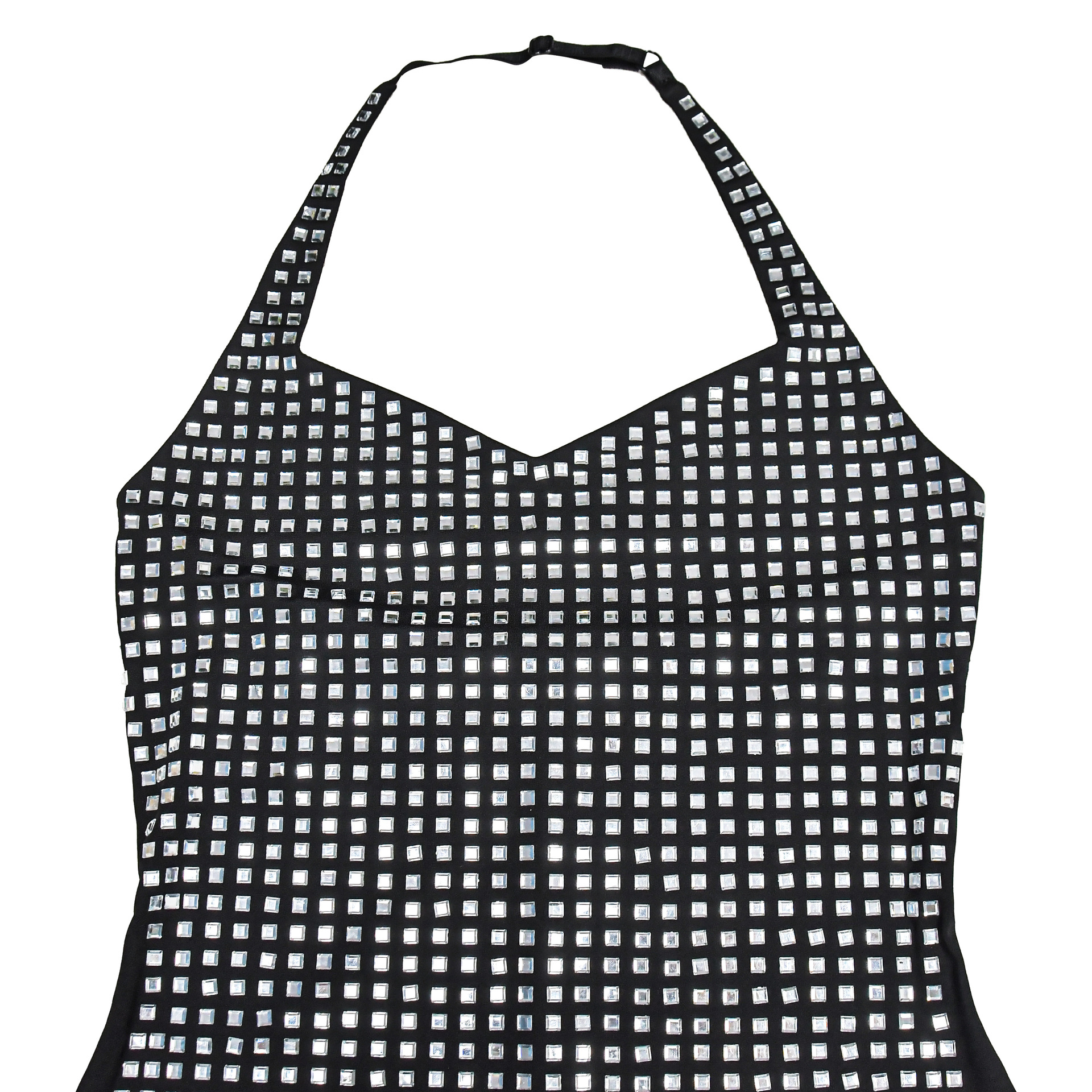 Halter Neck Rhinestone Bodycon Mini Dress Elegant High Waist