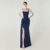 Satin Spaghetti Strap Slim Fit Mermaid Evening Dress High Slit Summer Party