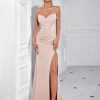 Solid Bandeau Backless High Waisted Swing Long Evening Dress Elegant