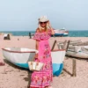 Off Shoulder Floral Digital Print Maxi Flared Plus Size Dress