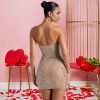 Halter Neck Rhinestone Bodycon Mini Dress Elegant High Waist