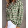 Womens Floral Print V-Neck Long Sleeve Slim Office Blouse