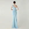 One-Shoulder Satin Pleated Slim-Fit Mermaid Evening Dress High Slit Party Wedding
