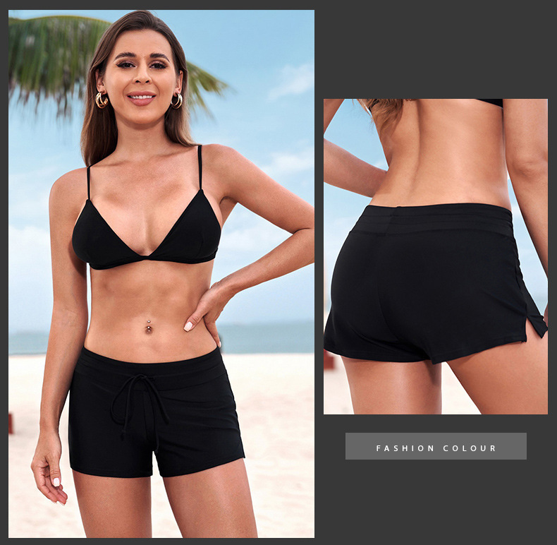 Womens Plus Size Quick Dry Athletic Swim Briefs Solid Floral Nylon