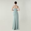 Satin Spaghetti Strap Slim Fit Mermaid Evening Dress High Slit Summer Party
