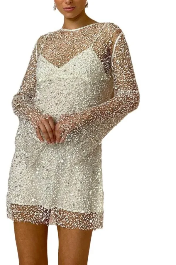 2025跨境亚马逊独立站跨境女装大小泡珠透视网纱两件套吊带连衣裙