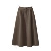 High Waist A-Line Midi Skirt Winter Solid Button Slimming
