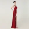 Satin Spaghetti Strap Slim Fit Mermaid Evening Dress High Slit Summer Party