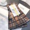 Womens High Waist Plaid Woolen Pleated Mini Skirt Fall Winter Preppy Office