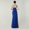 Satin Spaghetti Strap Slim Fit Mermaid Evening Dress High Slit Summer Party