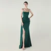 Satin Spaghetti Strap Slim Fit Mermaid Evening Dress High Slit Summer Party