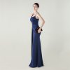 Satin Spaghetti Strap Slim Fit Mermaid Evening Dress High Slit Summer Party