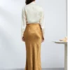Gold Jacquard Acetate Mermaid Long Skirt High Waist Silky Bodycon Lady