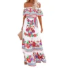 Off Shoulder Floral Digital Print Maxi Flared Plus Size Dress