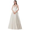 Elegant White Satin Backless V-Neck Sleeveless FloorLength Evening Dress