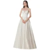 Elegant White Satin Backless V-Neck Sleeveless FloorLength Evening Dress
