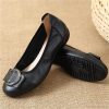 Womens Genuine Leather Flat Casual Mom Shoes Bowknot Slip-On Plus Size Shoe
