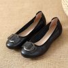 Womens Genuine Leather Flat Casual Mom Shoes Bowknot Slip-On Plus Size Shoe