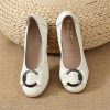 Womens Genuine Leather Flat Casual Mom Shoes Bowknot Slip-On Plus Size Shoe