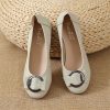 Womens Genuine Leather Flat Casual Mom Shoes Bowknot Slip-On Plus Size Shoe