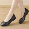 Womens Genuine Leather Flat Casual Mom Shoes Bowknot Slip-On Plus Size Shoe