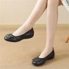 Womens Genuine Leather Flat Casual Mom Shoes Bowknot Slip-On Plus Size Shoe